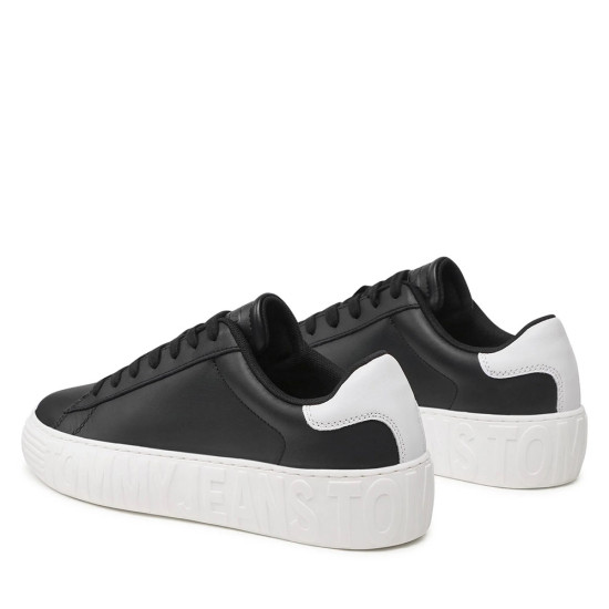 Tommy Hilfiger Monochrome Leather Cupsole Trainers